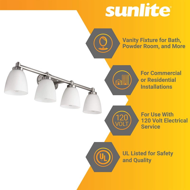 Sunlite 45060 Bell Sconce Vanity Fixture, 100 Watts Max, Four Medium Base Sockets (E26), 120 Volts, Indoor, UL Listed, White, for Residential & Commercial Use - Image 4